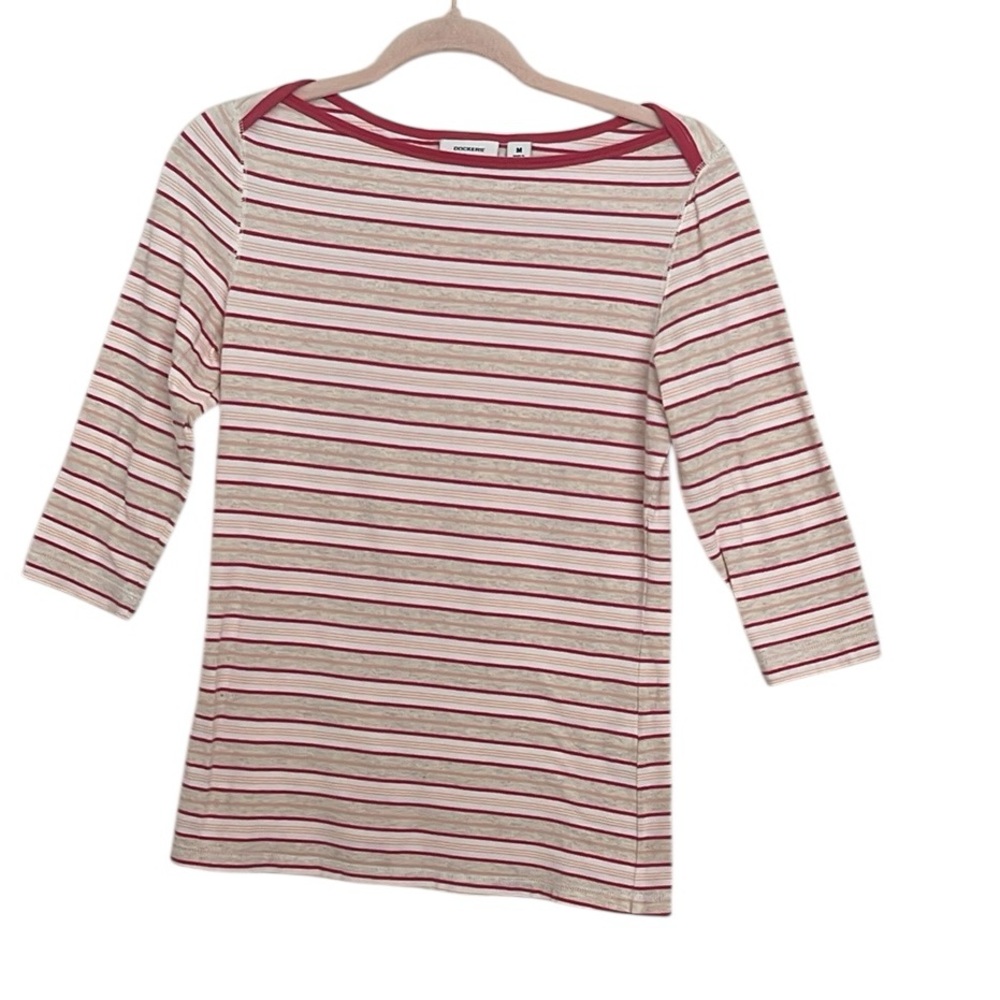 Vintage Dockers Cotton Pink n White Striped 3/4 Sleeve